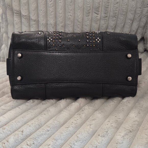 Coach Black Leather Studded Mercer 24 Satchel - Picture 4 of 12